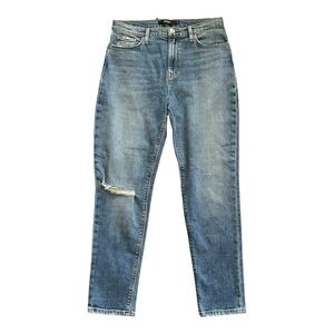 Hudson Bettie High Rise Tapered Jeans Medium Blue Wash Ripped Knee Size‎ 29 NWT